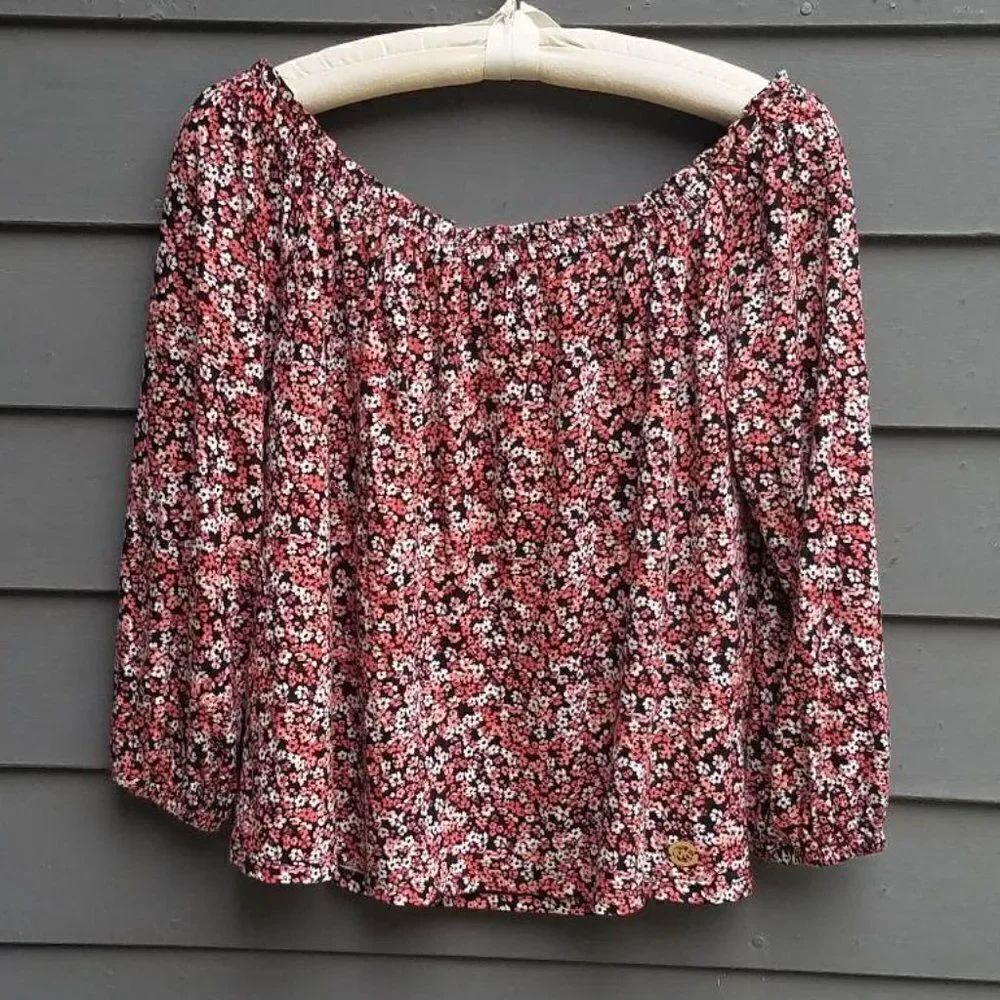 Michael Kors Floral Off the Shoulder Boho Peasant Top size Large